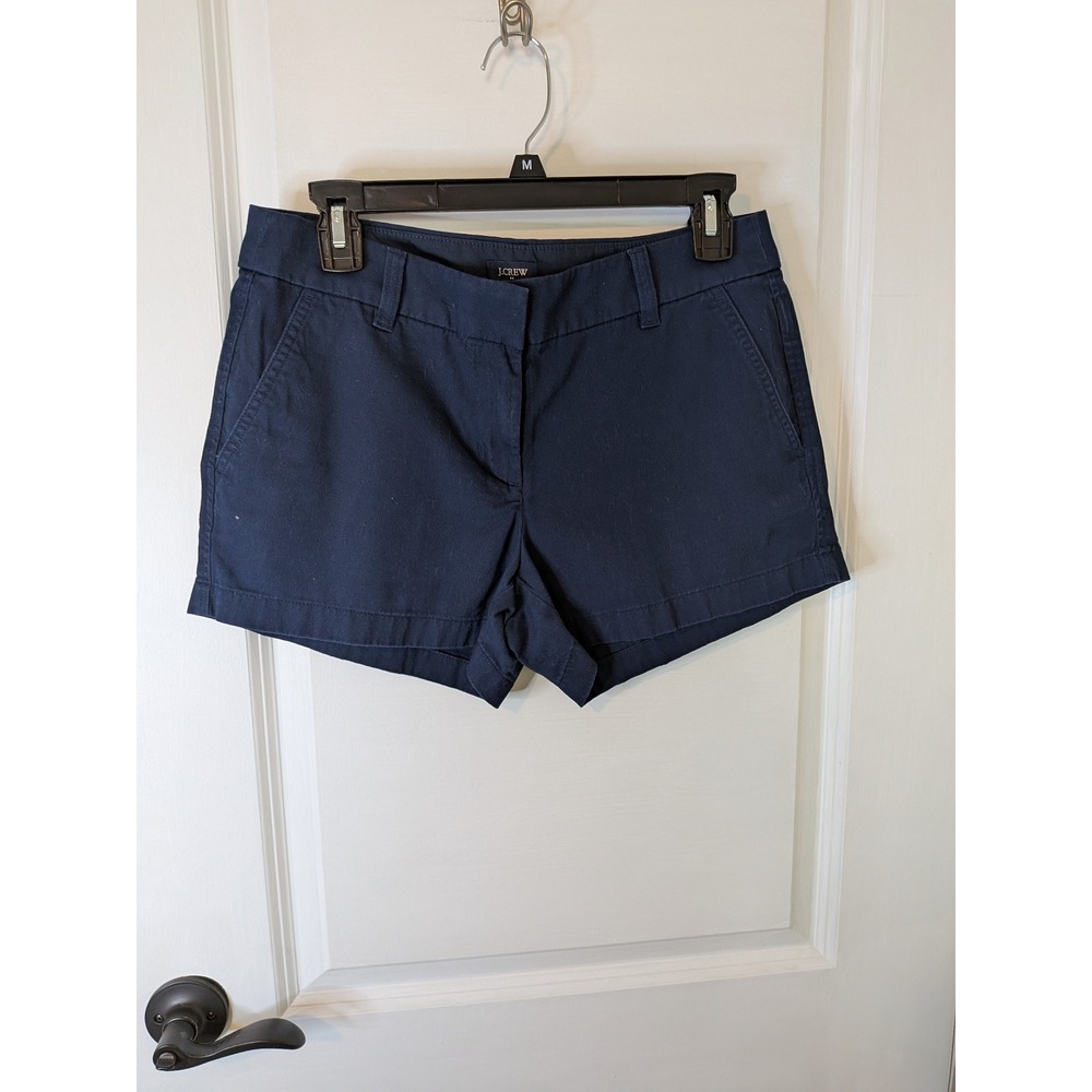 J.Crew  Blue Chino Shorts Womens Size 4 Mid Rise Stretch Cotton Casual Classic
